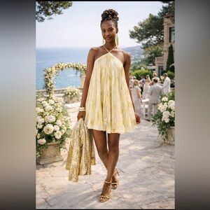 Anthropologie NWT Pinnacle by Shruti Sancheti Halter Swing Mini Dress size XS.